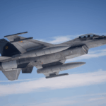 Photo from October 4, 2024 shows a Romanian Air Force F-16 fighter jet waiting for an aerial refuelling, while they participate in the