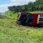 Ônibus Halmahera Terbalik di Tol Sergai, 4 Penumpang Tewas Tragis