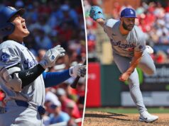 Os Dodgers finalmente encontram alegria em uma vitória surpreendente após recessão e doença Arremessador do Los Angeles Dodgers jogando uma bola de beisebol.