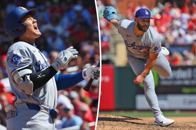 Arremessador do Los Angeles Dodgers jogando uma bola de beisebol.