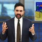 O prefeito de Nova York, Zohran Mamdani, falando em um pódio.