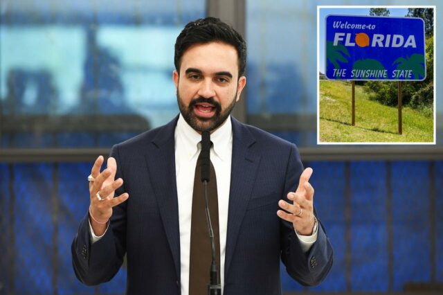 O prefeito de Nova York, Zohran Mamdani, falando em um pódio.