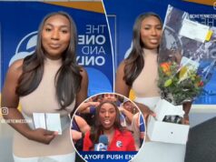 Os fãs dos Knicks enviam flores com uma mensagem atrevida ao repórter viral da Filadélfia, que eles bombardearam ao vivo na TV Uma colagem de imagens contendo 1 imagens, a imagem 1 mostra que Cheyenne Corin, do 6abc, foi inundada por fãs dos Knicks depois de derrotar o 76ers no domingo