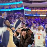 Os fãs dos Knicks tomam conta da Filadélfia durante a vitória no jogo 3
