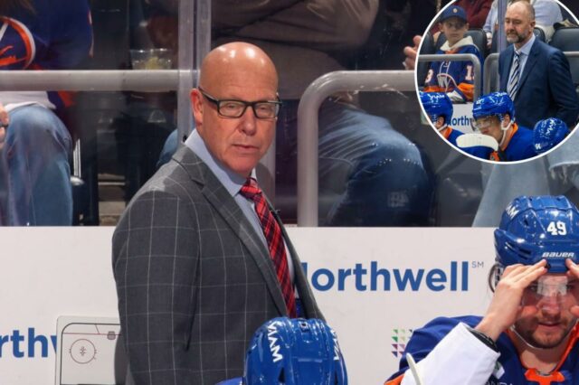 Os ilhéus se separaram do assistente encarregado do lamentável jogo O técnico do New York Islanders, Lane Lambert, com os jogadores no banco.