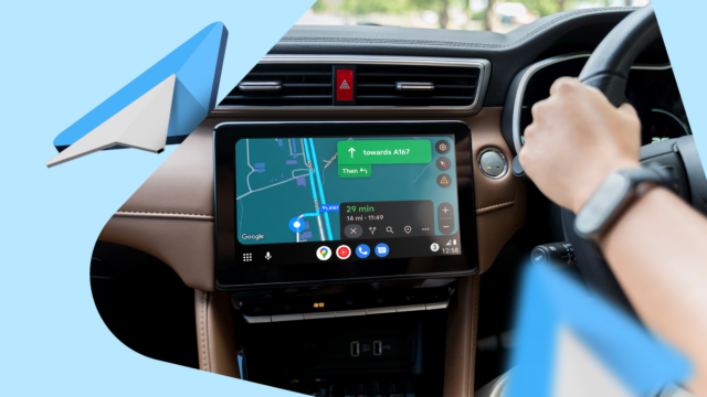 Otimizei o Android Auto para viagens longas e agora não Logotipo do Android Auto flanqueado por ícones de polegar para cima e polegar para baixo.