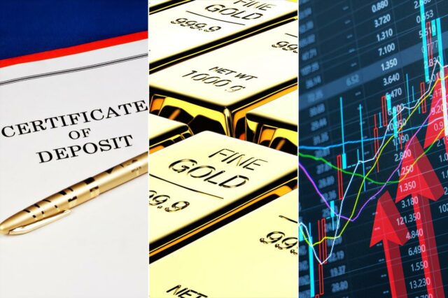 Ouro vs CDs vs ações: quando o ouro ajuda (e quando não ajuda)
