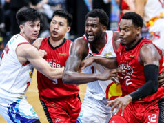 PBA: Ginebra vence Rain or Shine novamente e lidera por 2 a 1 nas semifinais Scottie Thompson Justin Brownlee Barangay Ginebra vs Rain or Shine Jogo 3 semifinais do PBA