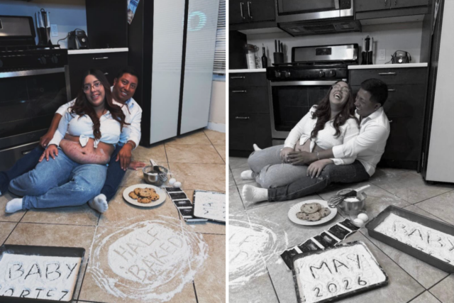 Pai perde o nascimento de um menino durante detenção injusta Photos of Freddy Cortez Lugos and his partner before the birth of their child.