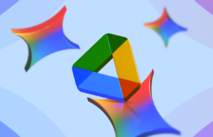 Parei de pesquisar no meu Google Drive no momento em que comecei a usar o Gemini Uma pasta amarela do Google Drive com documentos voando, cercada por ícones coloridos do Gemini.