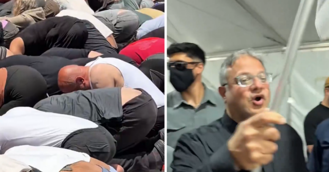 Itamar Ben-Gvir agitava uma bandeira israelense enquanto caminhava entre manifestantes algemados e ajoelhado no chão.