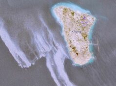 Pentágono não negará ataque após enorme mancha de óleo avistada na ilha de Kharg Esta imagem de satélite fornecida pela Agência Espacial Europeia mostra um aparente derramamento de petróleo no Golfo Pérsico, no lado ocidental da Ilha Kharg.