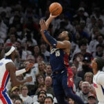Donovan Mitchell Cavaliers x Pistons, jogo 4, playoffs da NBA