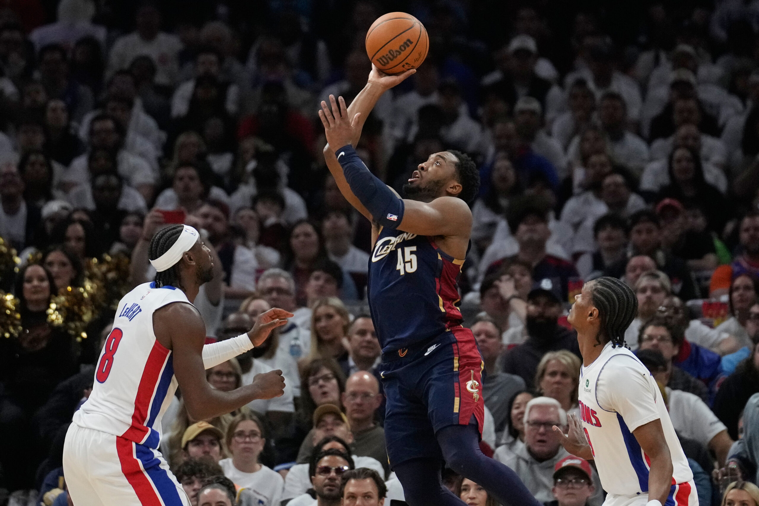 Donovan Mitchell Cavaliers x Pistons, jogo 4, playoffs da NBA