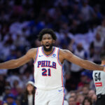Joel Embiid 76ers x Knicks, jogo 3, playoffs da NBA