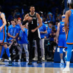 Victor Wembanyama Spurs x Thunder, jogo 1, playoffs da NBA