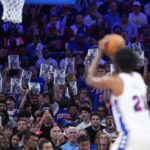 Joel Embiid Knicks x 76ers, jogo 4, playoffs da NBA