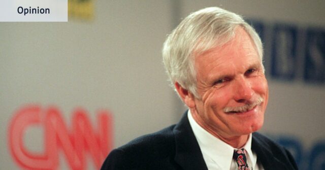 Ted Turner, retratado em 1996, era um homem selvagem que regalava amigos com histórias de suas esposas e amantes. 