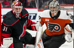 Previsão do jogo 1 de Flyers vs. Hurricanes: probabilidades, escolhas e melhores apostas da NHL para os playoffs da Stanley Cup 25 de abril de 2026; Filadélfia, Pensilvânia, EUA; O goleiro do Philadelphia Flyers, Dan Vladar (80), contra o Pittsburgh Penguins durante o segundo período do quarto jogo da primeira rodada dos Playoffs da Stanley Cup de 2026 na Xfinity Mobile Arena. Crédito obrigatório: Eric Hartline-Imagn Images