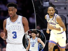 Probabilidades do draft da NBA para 2026, ordem da loteria: AJ Dybantsa ainda é a escolha geral número 1 do consenso O guarda do Kansas Jayhawks, Darryn Peterson # 22, corre pela quadra durante o torneio da NCAA.