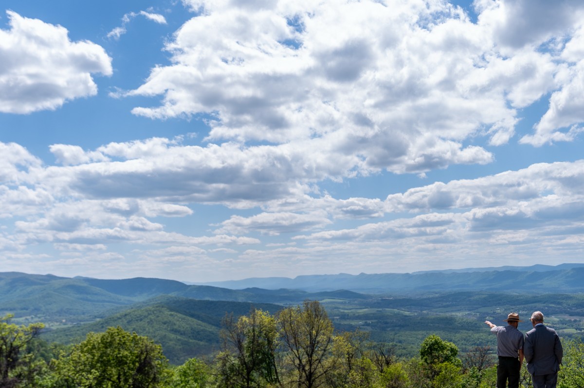 Britain's King Charles III, right, at Shenandoah National Park, Thursday, April 30, 2026, in Front Royal, Virginia.