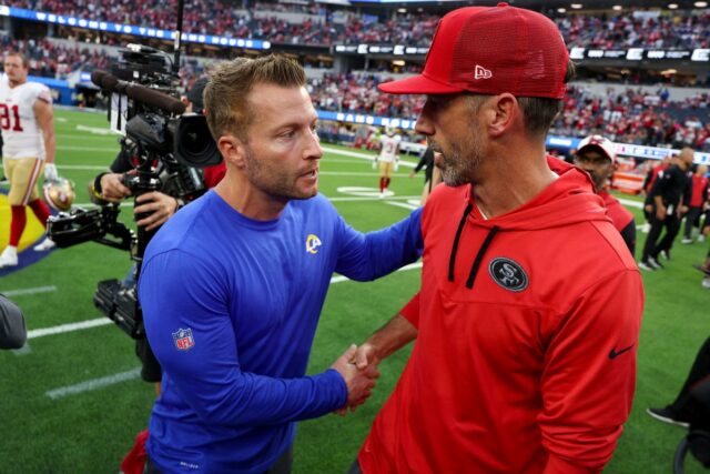 Los Angeles Rams head coach Sean McVay and San Francisco 49ers head coach Kyle Shanahan