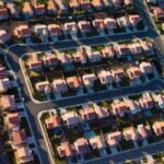An aerial view of homes in Lancaster, California.
