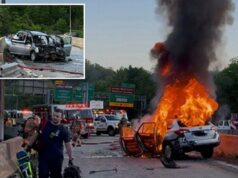 Repórter da NBC News salva motorista adolescente de acidente de fogo na rodovia de Maryland momentos antes de o carro explodir Repórter da NBC News salva motorista adolescente de acidente de fogo na rodovia de Maryland momentos antes de o carro explodir