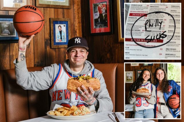 Restaurantes e bares de Nova York proíbem cheesesteaks 'Philly' do cardápio enquanto a luta Knicks-Sixers fica gordurosa
