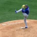 ANAHEIM, CALIFORNIA - MAY 17: Roki Sasaki #11 of the Los Angeles Dodgers pitchs during the second inning of a game against the Los Angeles Angels at Angel Stadium of Anaheim on May 17, 2026 in Anaheim, California. (Photo by Sean M. Haffey/Getty Images)