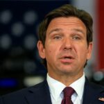 Governor Ron DeSantis speaking in Miramar, Florida, in May.