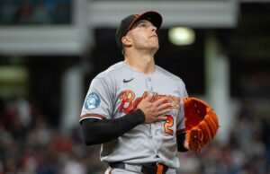 Ryan Helsley chega a IL por 15 dias com inflamação no cotovelo em susto de Orioles O arremessador substituto do Baltimore Orioles, Ryan Helsley, reage após a final de um jogo de beisebol.