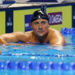 Ryan Lochte, dos Estados Unidos, reage após competir na final dos 200m medley individual masculino durante o sexto dia das seletivas de natação da equipe olímpica dos EUA de 2021