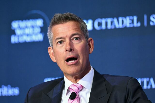Secretary of Transportation Sean Duffy speaks during the 2026 Semafor World Economy conference in Washington, DC, on April 17.