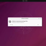 A screenshot showing that an attempt to update the Ubuntu operating system failed, amidst a DDoS attack targeting the Linux-based operating system.