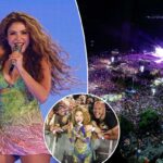 Shakira emociona uma multidão de 2 milhões com show gratuito na praia de Copacabana, no Brasil