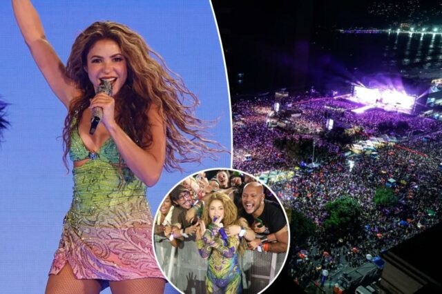 Shakira emociona uma multidão de 2 milhões com show gratuito na praia de Copacabana, no Brasil
