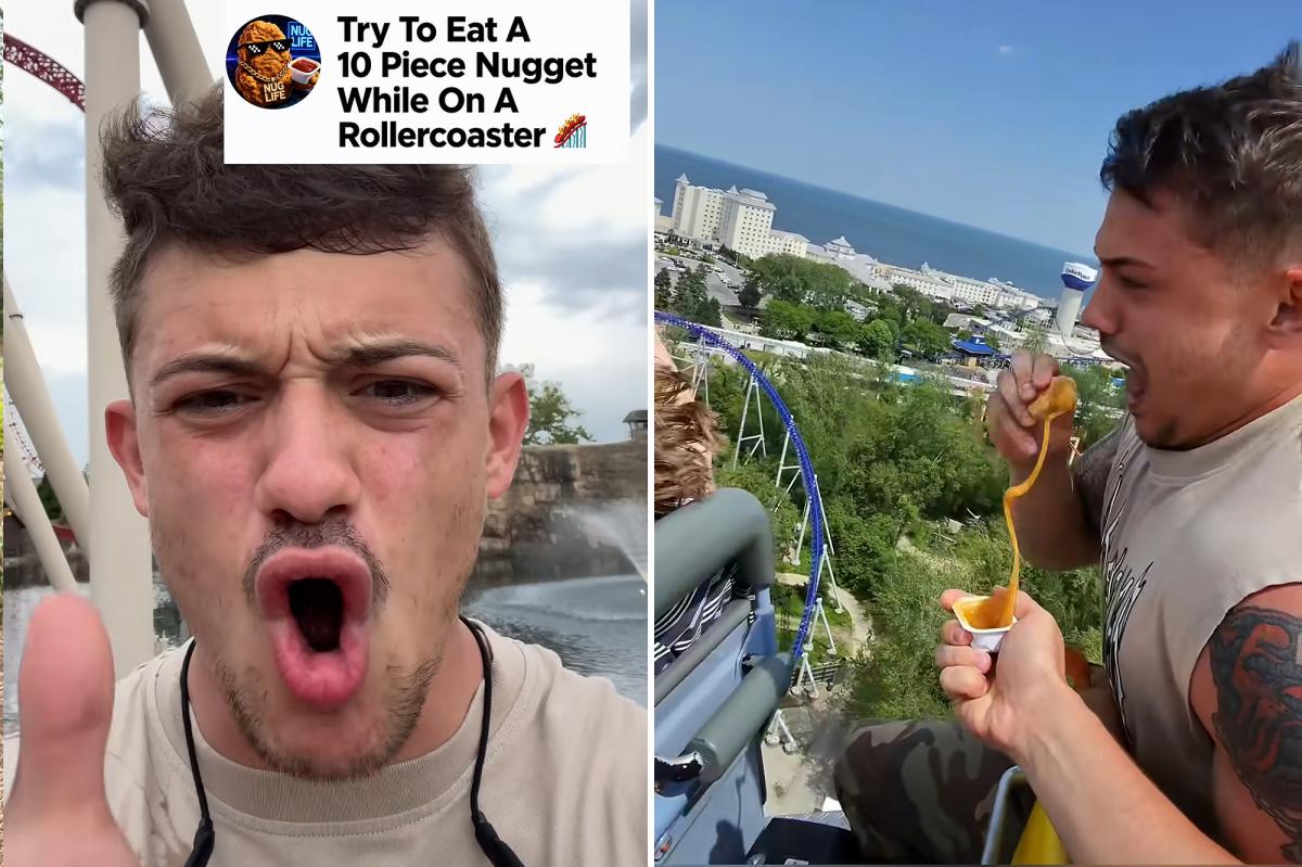 Six Flags proíbe frequentador do parque de Cedar Point para sempre depois que ele comeu nuggets de frango na montanha-russa em vídeo viral
