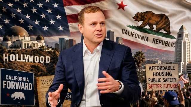 Prefeita Karen Bass, Spencer Pratt e vereadora Nithya Raman (Crédito: Getty Images)