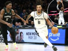 Spurs venceu Timberwolves para avançar para as finais da Conferência Wester contra Thunder Stephon Castle, que marcou 32 pontos, ultrapassou Anthony Edwards durante a vitória dos Spurs por 139-109 no Jogo 6 da série sobre os Timberwolves em 15 de maio de 2026 em Minneapolis.