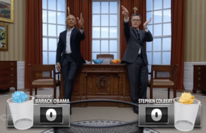 Stephen Colbert desafia Barack Obama para uma revanche tensa no basquete Stephen Colbert desafia Barack Obama para uma revanche tensa no basquete
