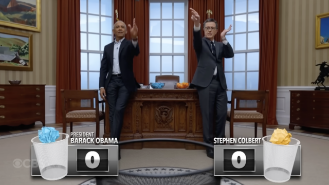 Stephen Colbert desafia Barack Obama para uma revanche tensa no basquete
