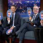 Stephen Colbert entrevistando Kimmel, Fallon, Meyers e Oliver ao mesmo tempo é um lindo caos