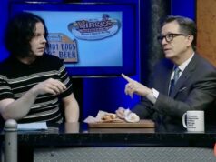 Stephen Colbert segue o final da CBS 24 horas depois com Hilarious Hour of Michigan Public Access TV, apresentando Jack White, Jeff Daniels, Eminem, Steve Buscemi e Byron Allen Stephen Colbert segue o final da CBS 24 horas depois com Hilarious Hour of Michigan Public Access TV, apresentando Jack White, Jeff Daniels, Eminem, Steve Buscemi e Byron Allen