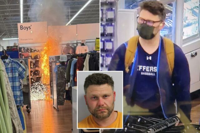 Suspeito mascarado de NJ acusado de usar combustível e fogos de artifício na seção infantil do Walmart como cobertura para roubo massivo de joias

