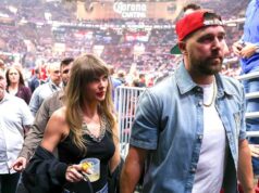 Taylor Swift e Travis Kelce torcem pela quadra dos Cavaliers em jogo da NBA GettyImages-2277904884 Travis Kelce torce na quadra dos Cavaliers