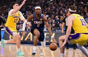 Thunder se afasta do Lakers nos playoffs da NBA, enquanto Pistons derrota o Cavs DETROIT, MI - 7 DE MAIO: Cade Cunningham nº 2 do Detroit Pistons passa a bola durante o jogo contra o Cleveland Cavaliers durante a segunda rodada do segundo jogo dos Playoffs da NBA de 2026 em 7 de maio de 2026 na Little Caesars Arena em Detroit, Michigan. NOTA AO USUÁRIO: O Usuário reconhece e concorda expressamente que, ao baixar e/ou usar esta fotografia, o Usuário está concordando com os termos e condições do Contrato de Licença da Getty Images. Aviso obrigatório de direitos autorais: Copyright 2026 NBAE Brian Sevald/NBAE via Getty Images/AFP (Foto de Brian Sevald / NBAE / Getty Images / Getty Images via AFP)