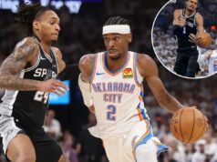 Thunder ultrapassou o Spurs no crítico jogo 5 e ficou um jogo mais perto de enfrentar o Knicks nas finais da NBA Thunder ultrapassou o Spurs no crítico jogo 5 e ficou um jogo mais perto de enfrentar o Knicks nas finais da NBA