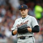 ATLANTA, GEORGIA - APRIL 29: Tarik Skubal #29 of the Detroit Tigers looks on between pitches in the first inning during a game against the Atlanta Braves at Truist Park on April 29, 2026 in Atlanta, Georgia. (Photo by Brandon Sloter/IOS/Getty Images)