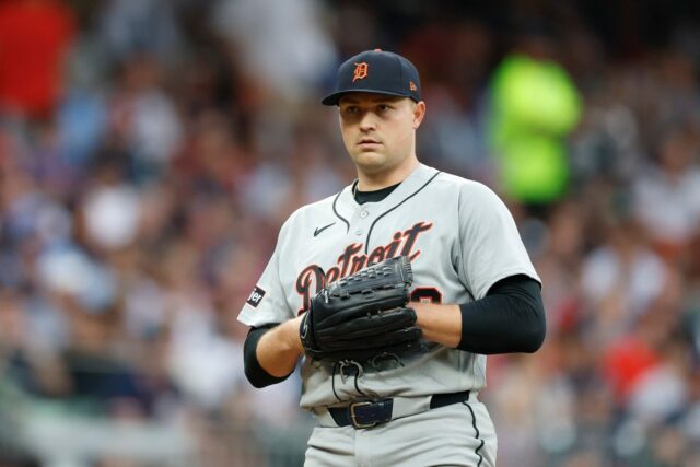 ATLANTA, GEORGIA - APRIL 29: Tarik Skubal #29 of the Detroit Tigers looks on between pitches in the first inning during a game against the Atlanta Braves at Truist Park on April 29, 2026 in Atlanta, Georgia. (Photo by Brandon Sloter/IOS/Getty Images)